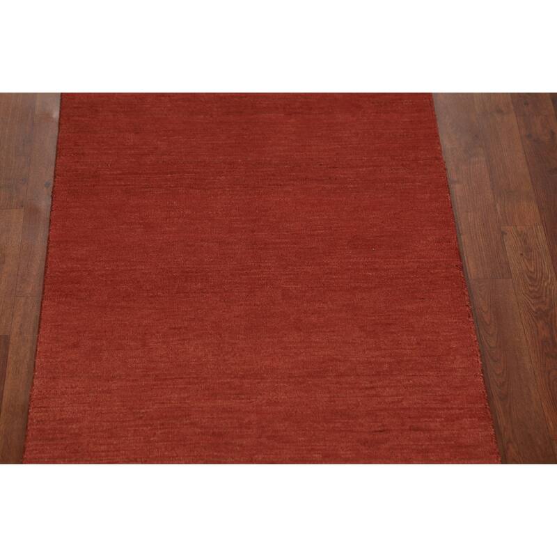 Modern Gabbeh Runner Rug Hand-Knotted Wool Carpet - 2'8" x 9'9"