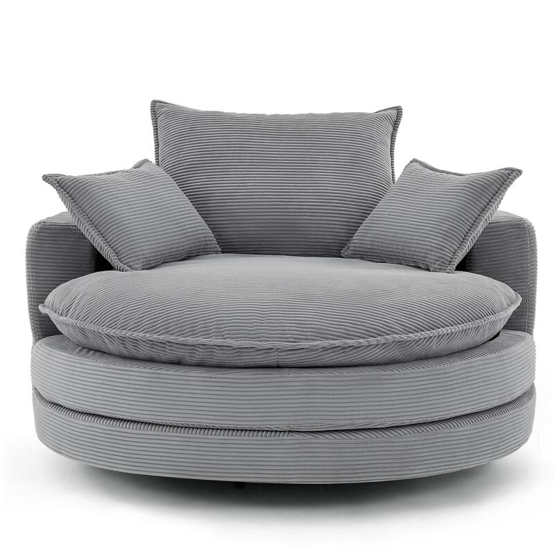 360° Swivel Accent Barrel Chair with Dual-Layer Cushions by Harper&Bright Designs