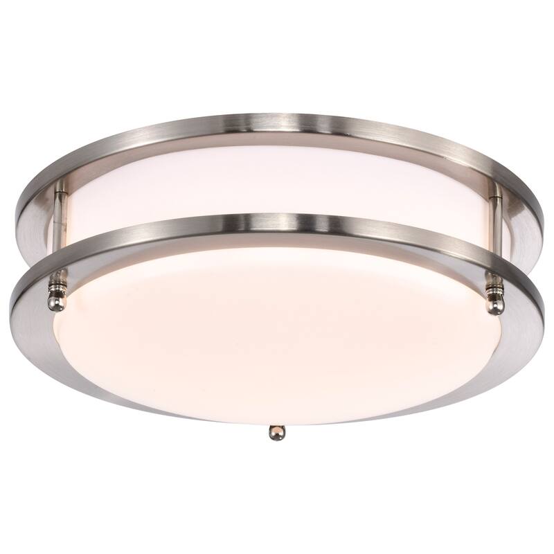 Glamour LED 10 inch Flush Mount Fixture Brushed Nickel Finish CCT Selectable 3K/4K/5K - Brushed Nickel