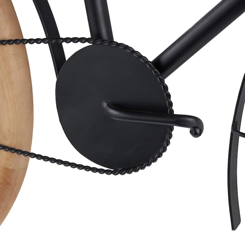 Metal Bike Home Wall Decor with Brown Wooden Wheels - Black - Roche River Decor