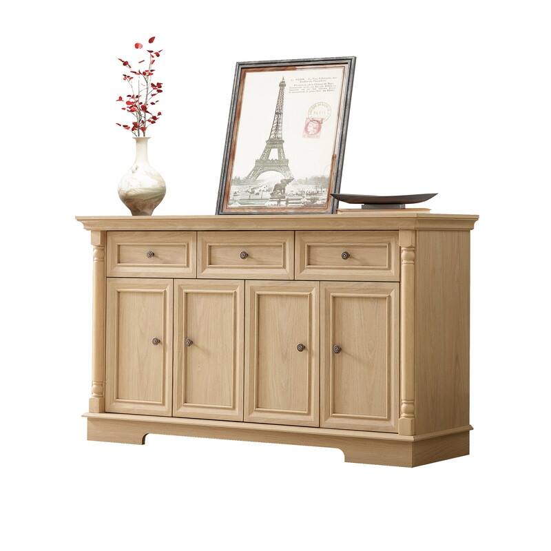 Farmhouse 55" Sideboard Buffet, Kitchen Storage Cabinet with 3 Drawers for Organized Home Living Solutions