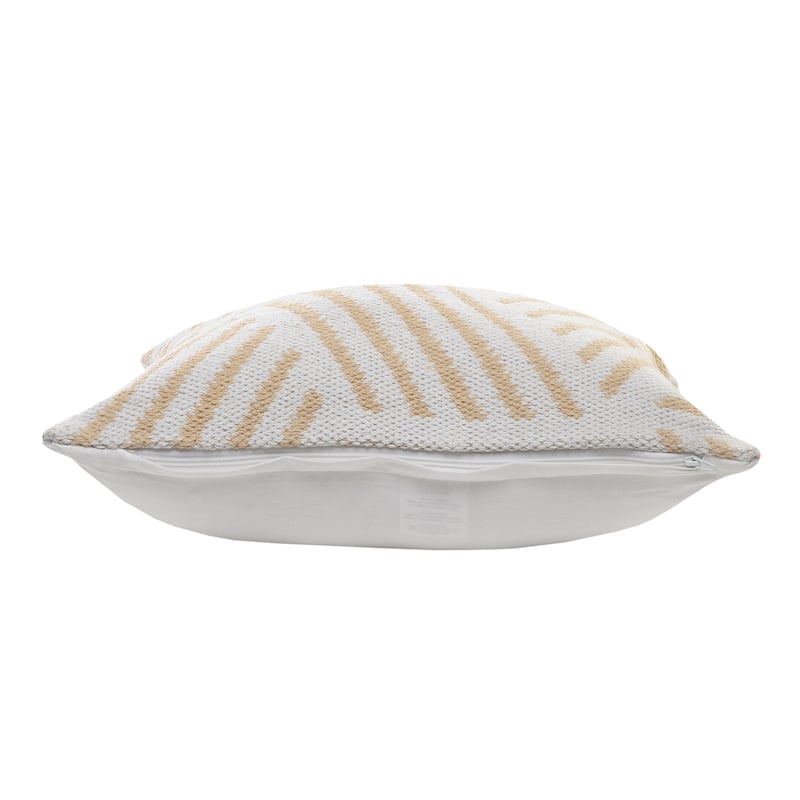 Sevita Tan and White Geometric Striped Throw Pillow