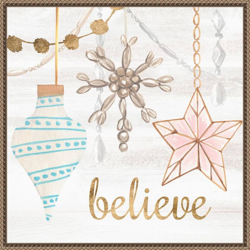 Elegant Ornaments I by Annie Warren (22 x 22 in.), Framed Canvas Wall Art Print - Sylvie Beaded Dark Gold