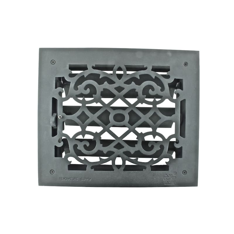 Black Floor Air Vent Heat Register with Louver Aluminium Vintage Victorian Design Decor Duct 10" x 12"