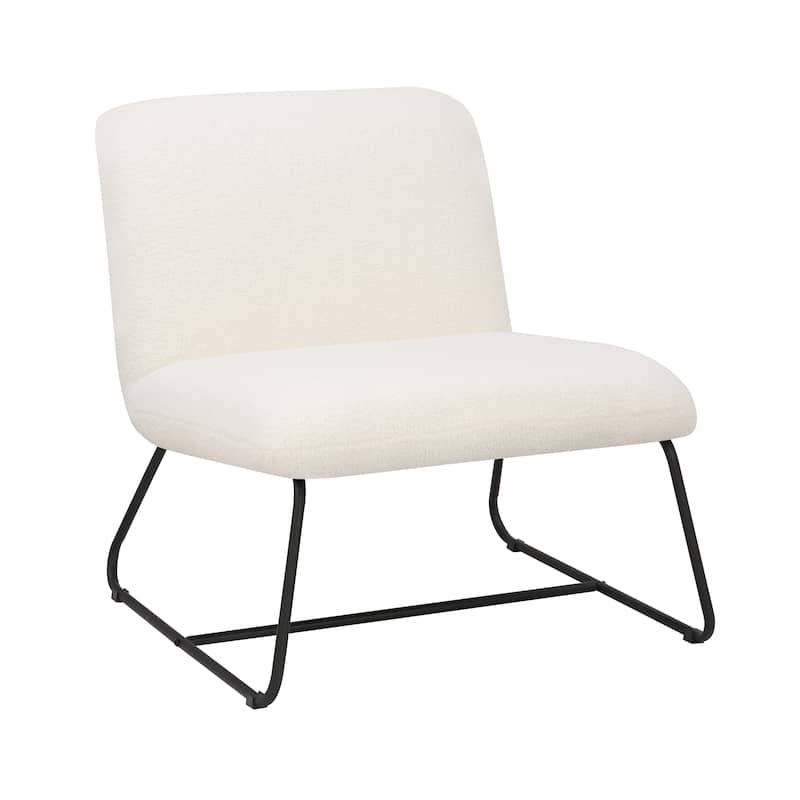 Porthos Home Sela Accent Chair, Fabric Upholstery, Steel Sled Legs - White