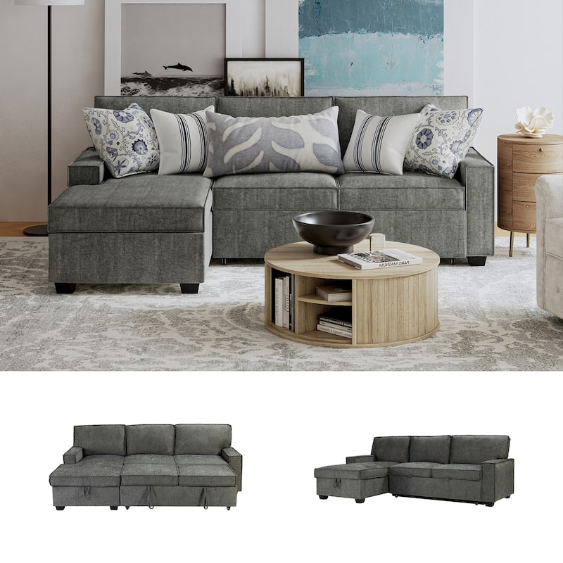 Badari Modern Pull Out Sleeper Sofa&Chaise with Storage by HULALA HOME