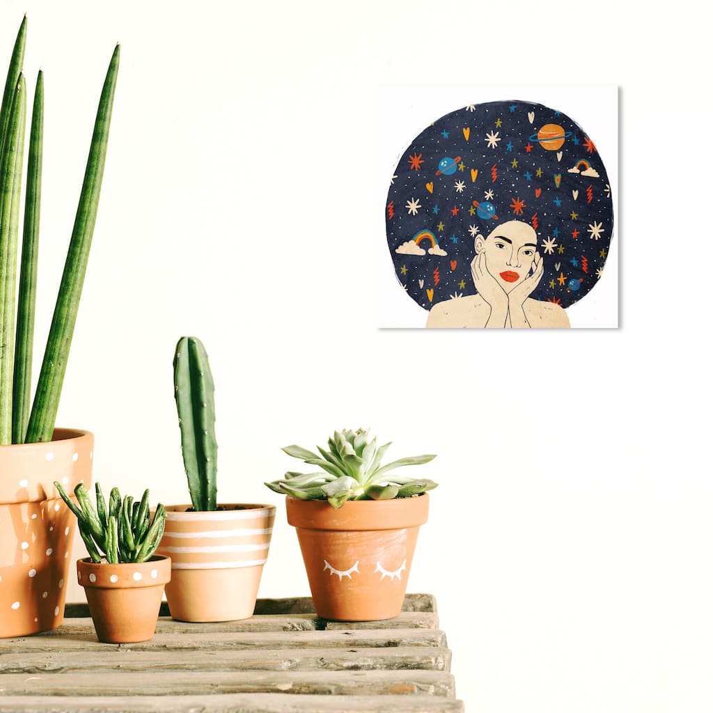 Wynwood Studio Canvas Abstract Colorful Cosmic Hair Blue and Modern & Contemporary Wall Art Canvas Print