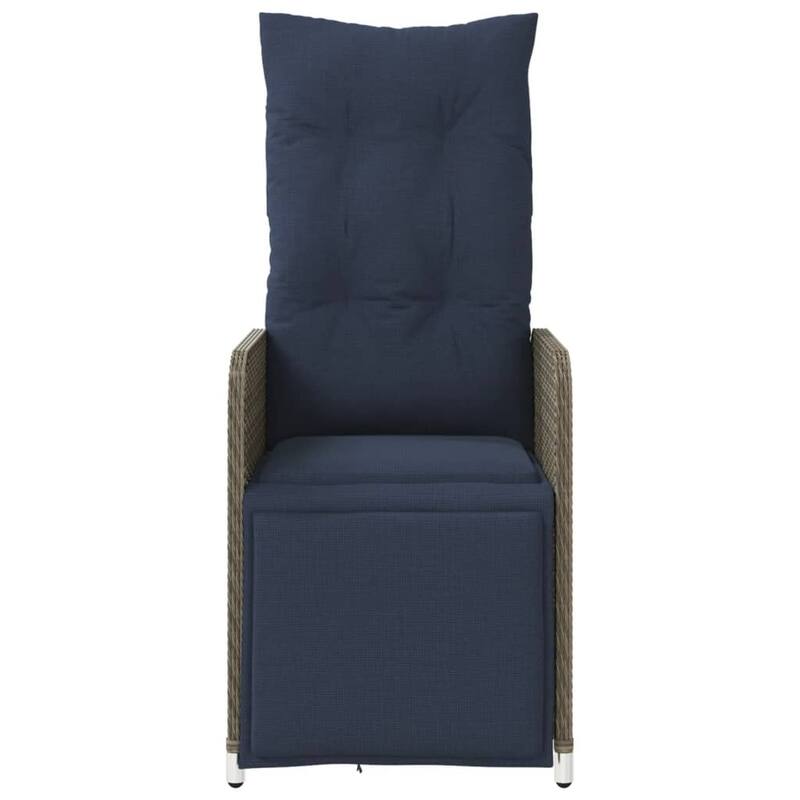 vidaXL Reclining Patio Chairs 2 pcs with Table Gray Poly Rattan - 21.5" x 23" x 36.2"