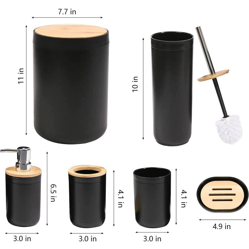 7 Pieces Bamboo Bathroom Accessories Sets