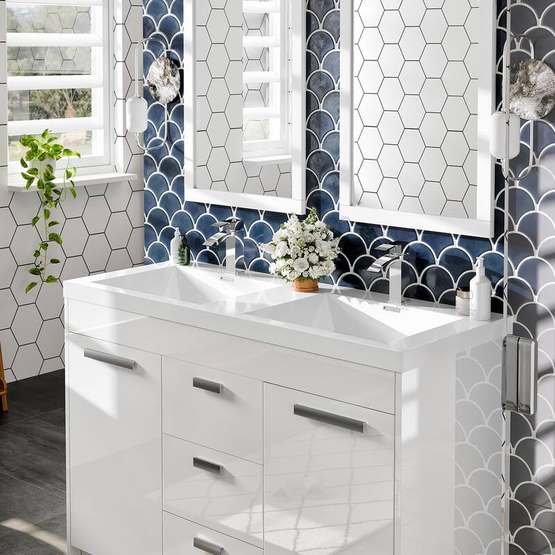 Eviva Lugano 48" White DS Bath Vanity with Integrated Sink