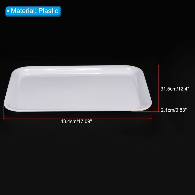 Fast Food Tray, Plastic Serving Tray Reusable Rectangle Tray - White - 17.1x12.4"