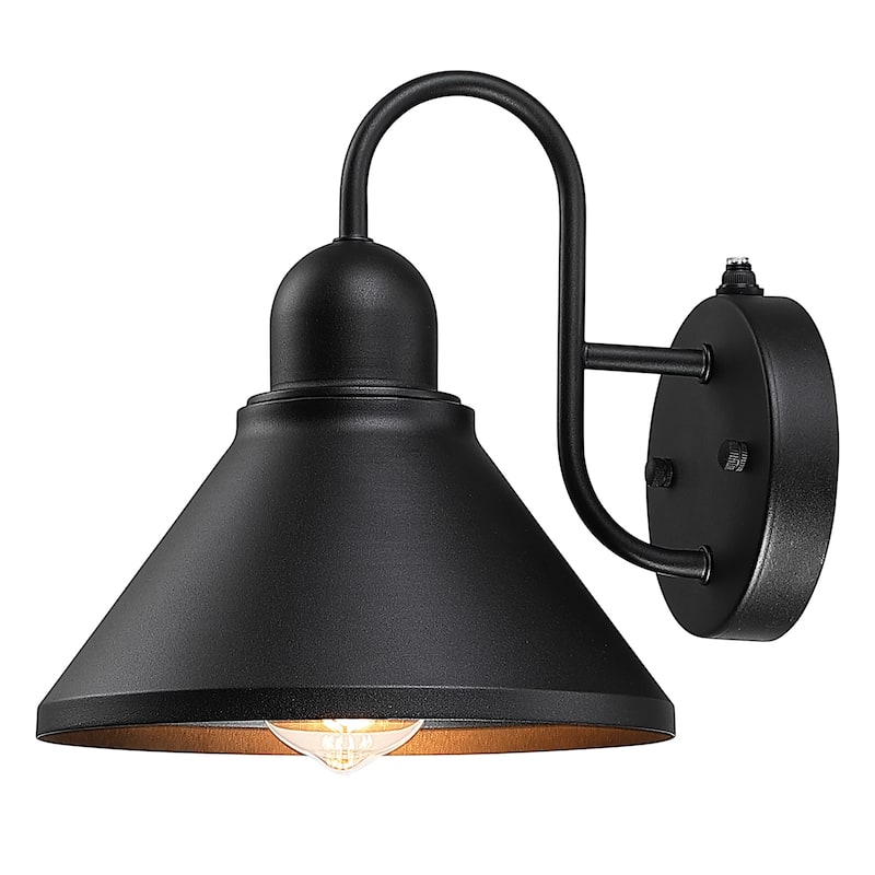 1-Light Dusk to Dawn Black Outdoor Wall Sconce Light set of 2 - Dusk to dawn
