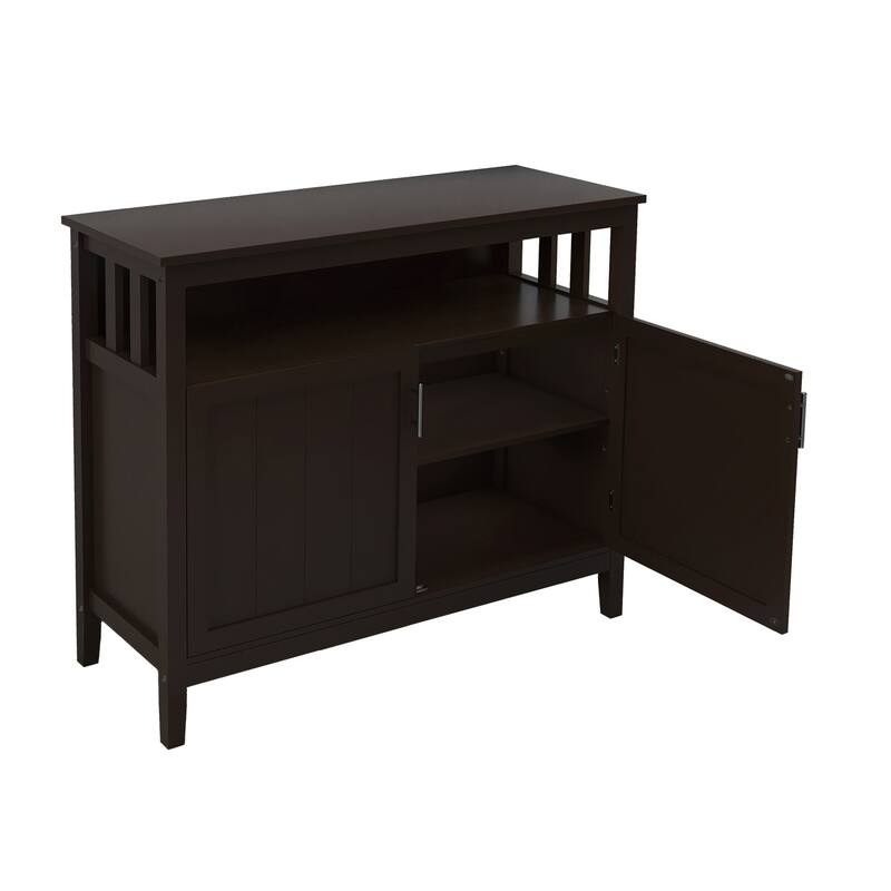 White Black Kitchen Storage Sideboard and Buffet Server Cabinet - 40"WX16D"X34"H