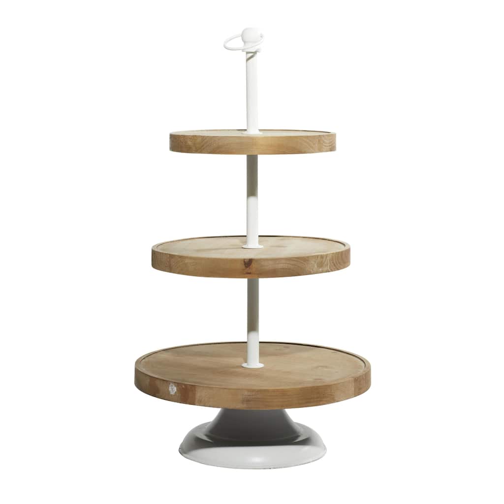 Wood Tiered Server - Brown - Roche River Decor - 16"W x 16"L x 29"H