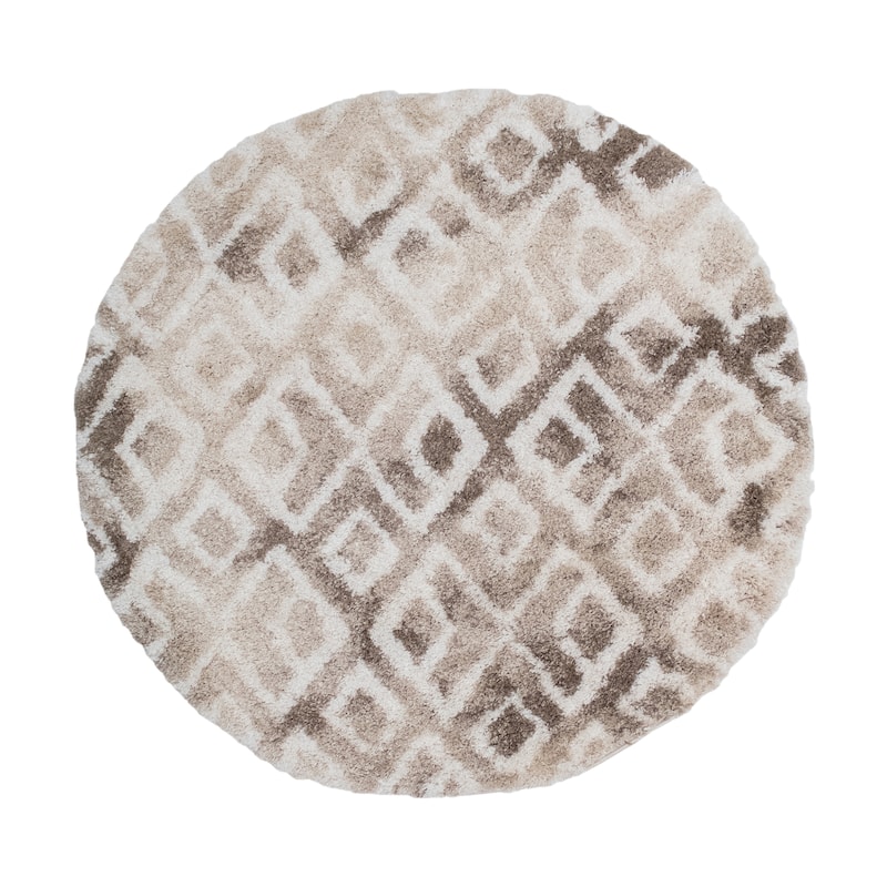 Noori Rug Lux Lauren Moroccan 2-inch Shag Rug - 5'3" x 5'3" - Beige/Ivory