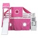 preview thumbnail 7 of 18, Twin Size Loft Bed with Tent and Tower , Sturdy Pine Wood Construction, Castle-Inspired Design