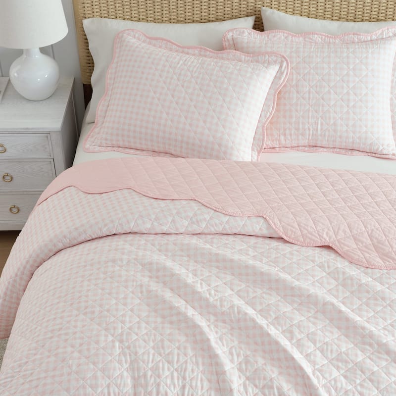 Martha Stewart Olivia Gingham Cotton Reversible Quilt Set