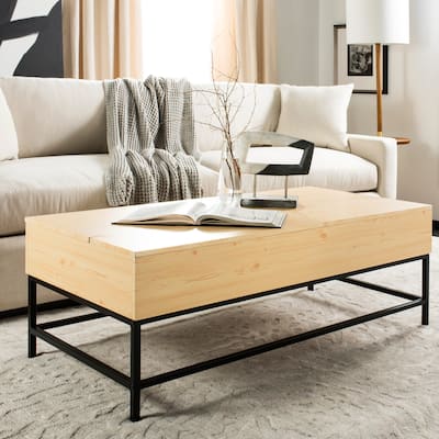 SAFAVIEH Nada Light Oak/ Black Lift-Top Coffee Table - 50" x 26" x 17.8" - 50Wx26Dx18H
