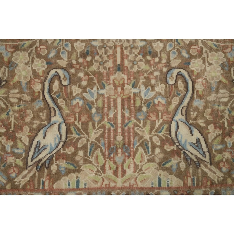 Hand Knotted Oriental 100% Wool Carpet Traditional Floral Brown Kerman Area Rug - 6' 3'' X 3' 8''