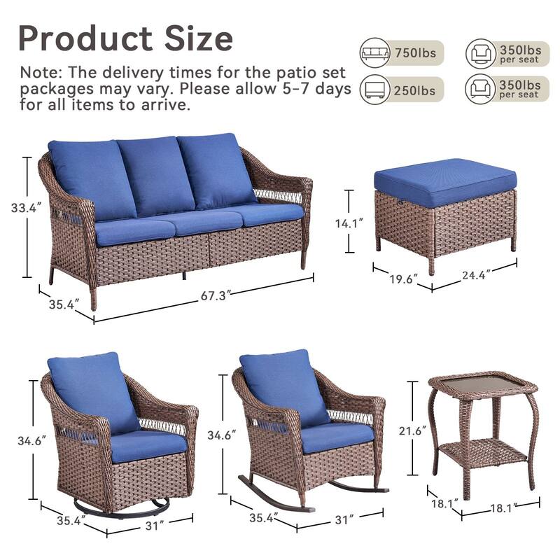 Pocassy 9 Piece Sofa Glider Chair Rocker Chair with Ottoman