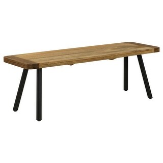 Mia 53 Inch Bench, Sheesham and Mango Wood Seat, Black Iron Legs, Brown ...