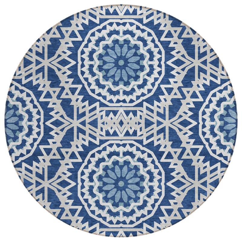 HomeRoots Floral Medallion Transitional Rectangle Outdoor Rug