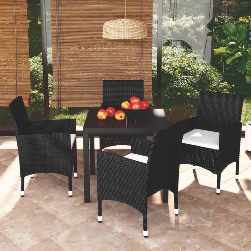 vidaXL Patio Dining Set with Cushions Poly Rattan