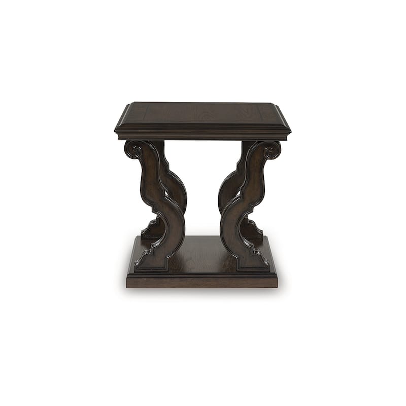 Signature Design by Ashley Maylee Dark Brown End Table - 27.63" W x 27.63" D x 25.5" H
