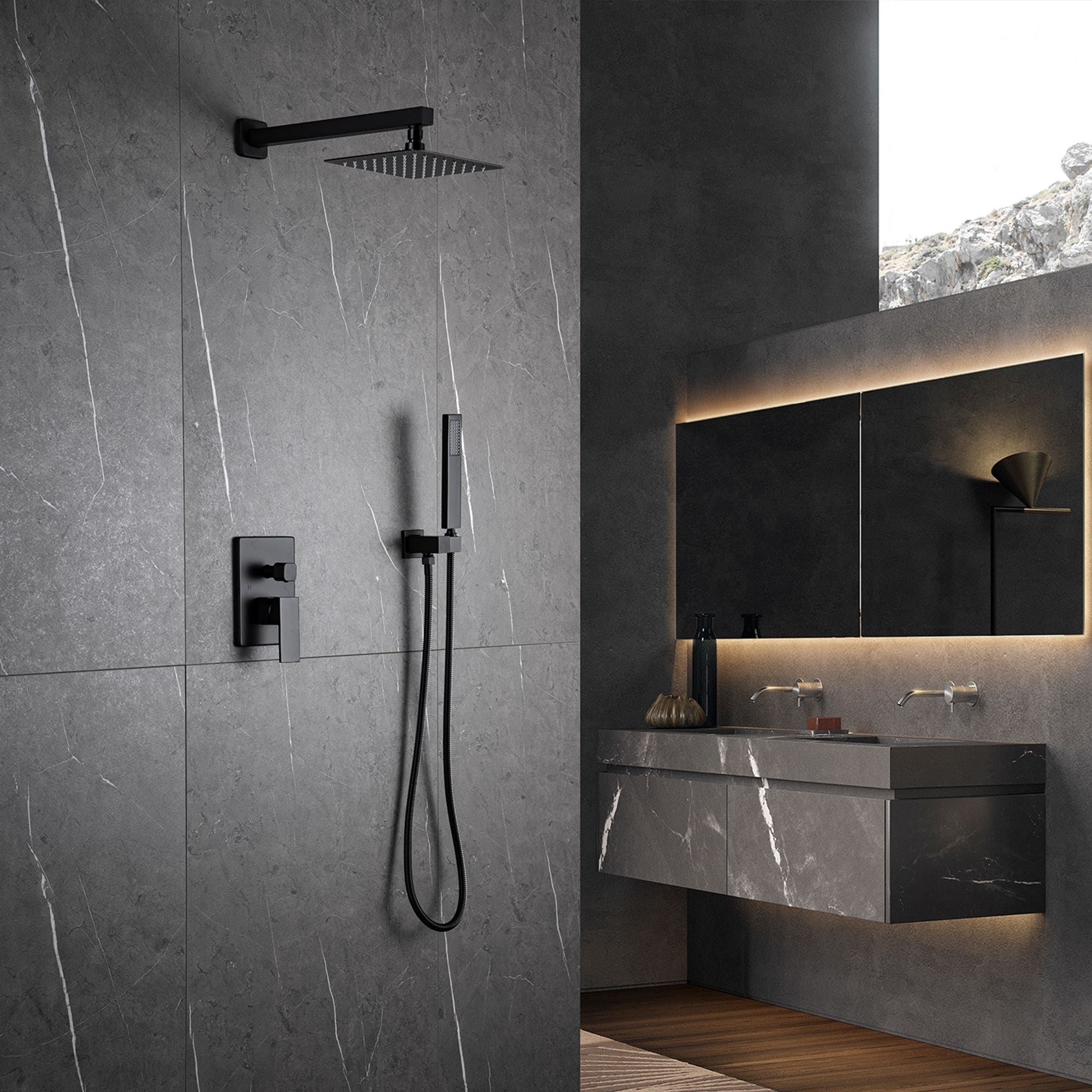 Black Diverter Complete Shower System with Rough-in Valve On Sale Bed  Bath  Beyond 31575693