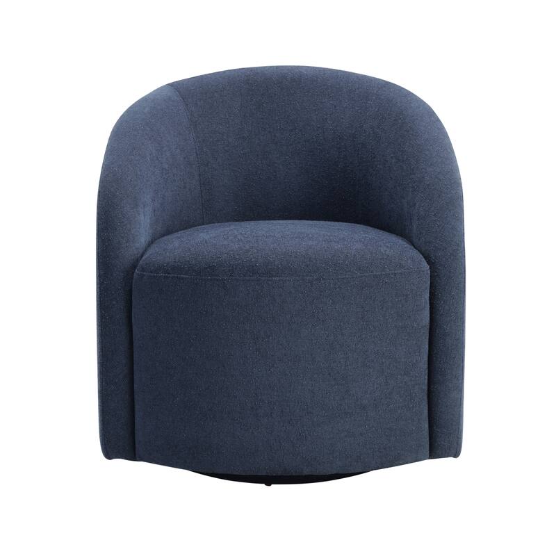 Boucle Swivel Barrel Chair, Round Upholstered Leisure Armchair, Reading Accent Chair with Curved Back & Metal Base