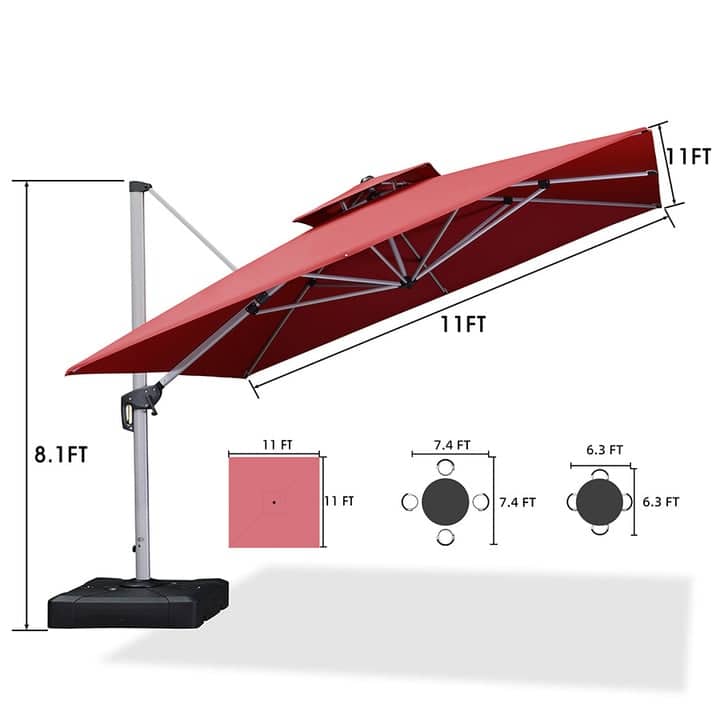 PURPLE LEAF 11 ft Square Patio Offset Umbrella