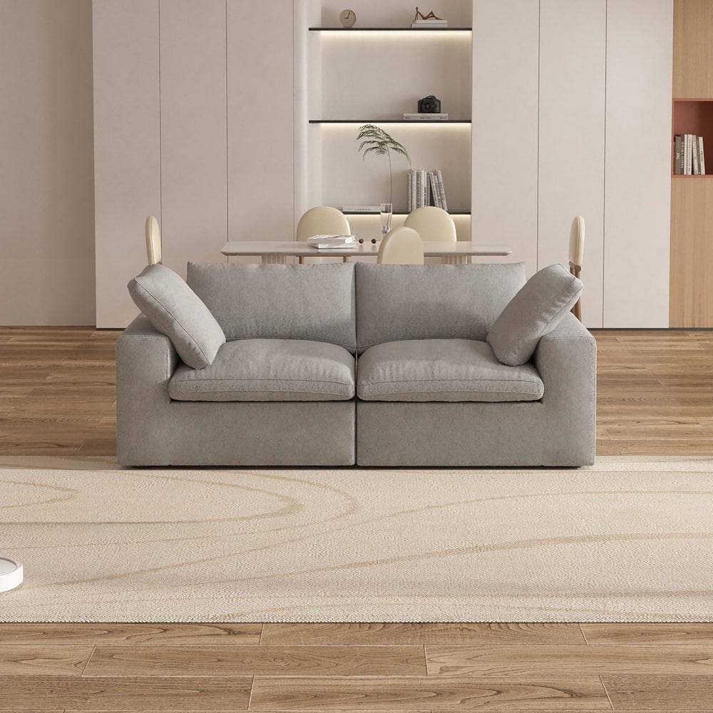 80'' Linen Upholstered Loveseat Sofa Sectional Couch