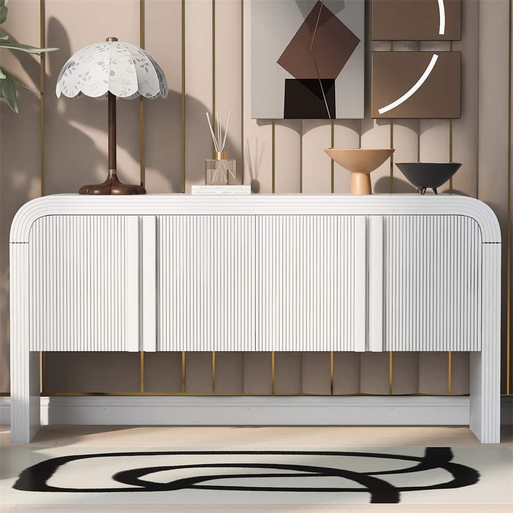 Striped Storage Cabinet with 4 Doors , Adjustable