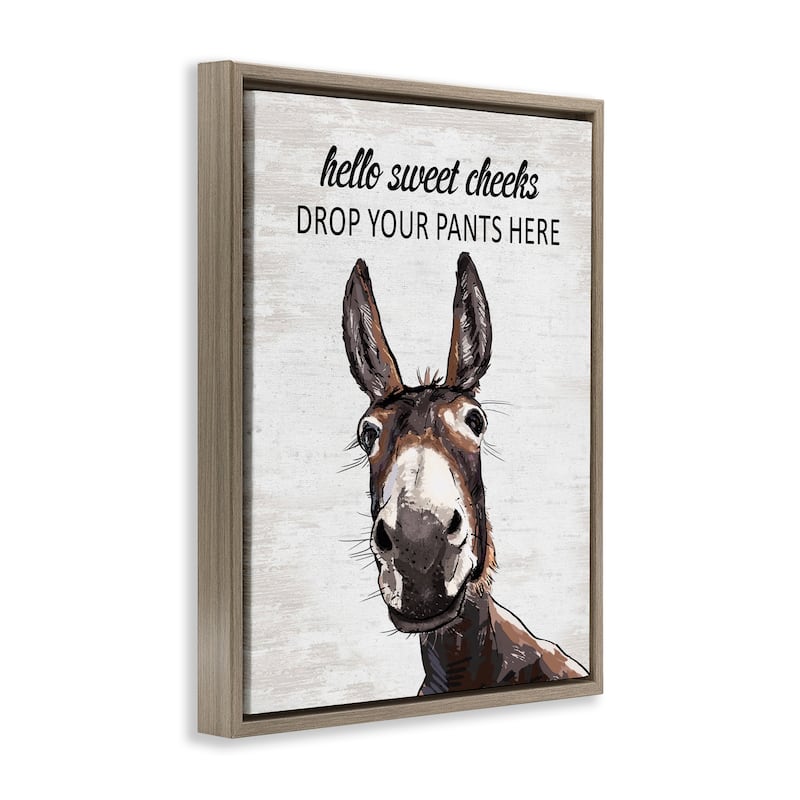 Stupell Sweet Cheeks Laundry Donkey Framed Floater Canvas Wall Art Design By Lettered and Lined