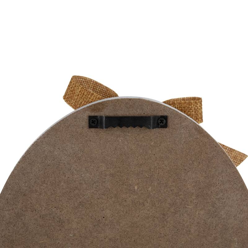 Easter Egg with Bunny and Burlap Bow Wooden Wall Decoration - 9.5" - Blue