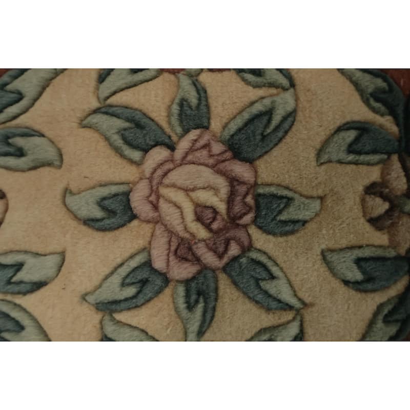 Hand Knotted Oriental 100% Wool Carpet Traditional Floral Oranges & Rust Art Deco Area Rug - 3' 2'' X 2' 0''