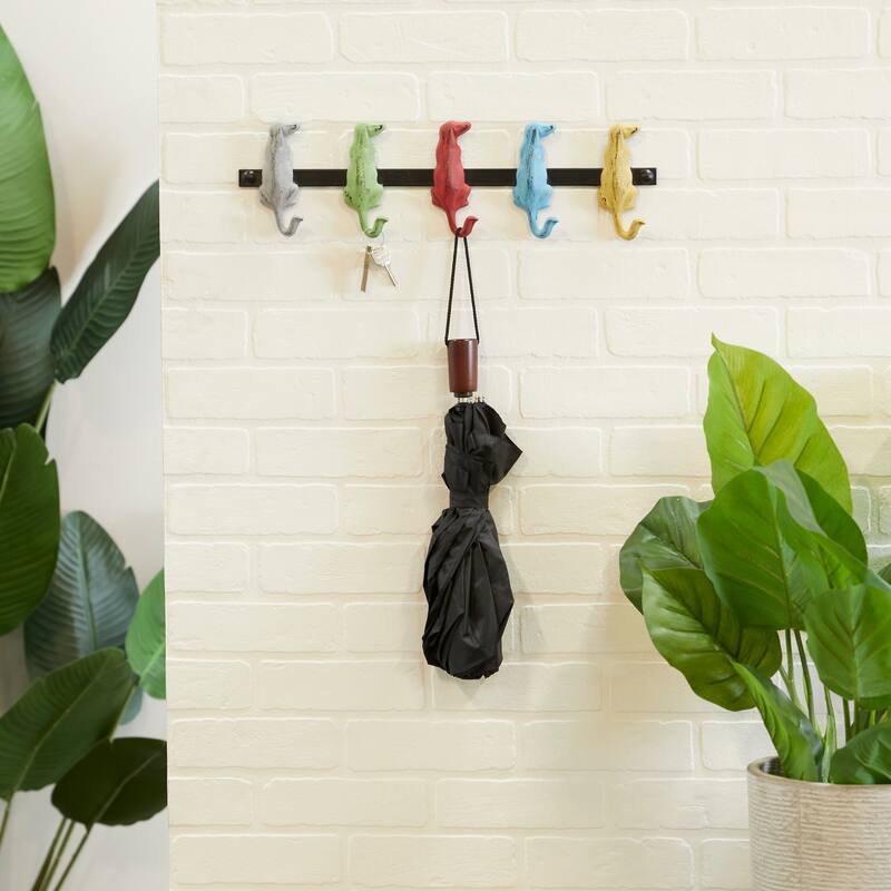 Brown Wood Hockey Stick 6 Hangers Wall Hook - 19 x 1 x 5 - 19 x 1 x 5 - Multi-Color