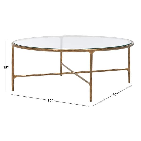 dimension image slide 3 of 4, SAFAVIEH Couture Jessa Oval Metal Coffee Table - 40"W x 30"D x 15"H