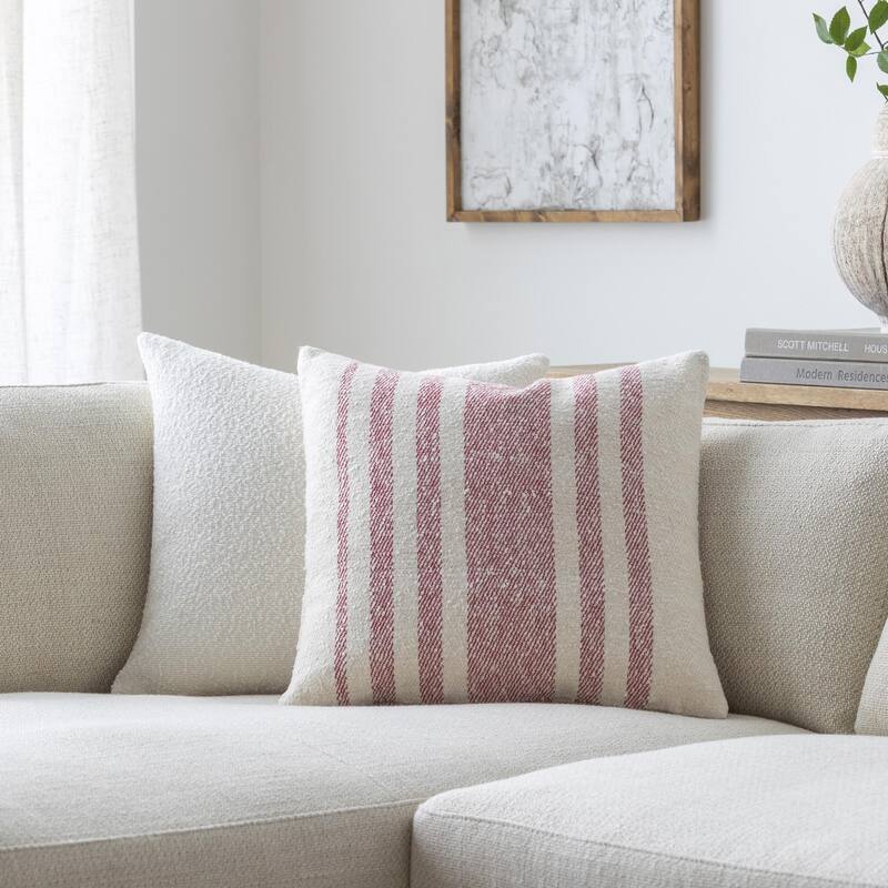 Raekwon Modern & Contemporary Stripe Accent Pillow - 18"L x 18"W - Cover Only - Pink