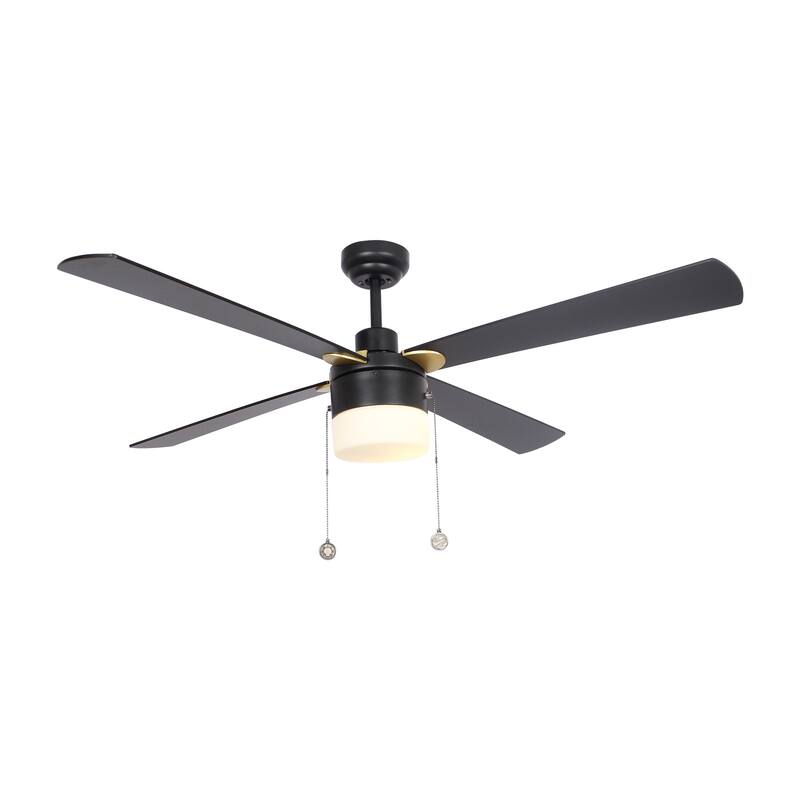 CARRO Harvey 52" Indoor Pull Chain Ceiling Fan with Light-Downrod - Black