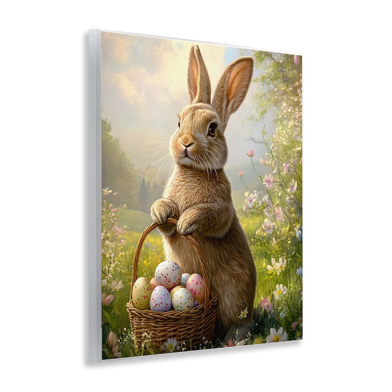 Stupell Bunny with Easter Basket Wall Plaque Art Design By Franklyn Gregory