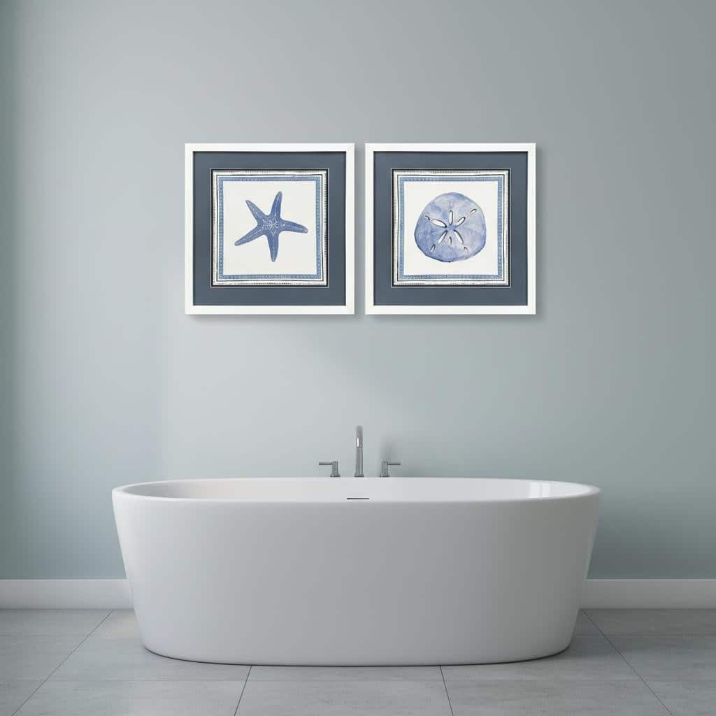 HomeRoots Set Of Two Seaside Blues II White Framed Wall Art