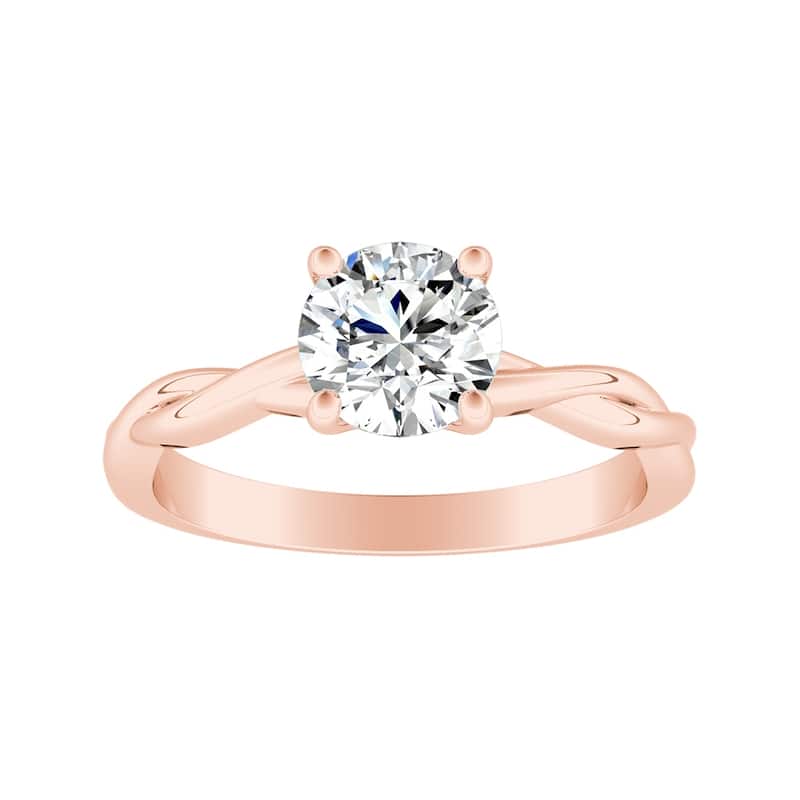 Auriya 14k Gold Twisted 1/2ctw Round Solitaire Moissanite Engagement Ring - Rose - 8.5