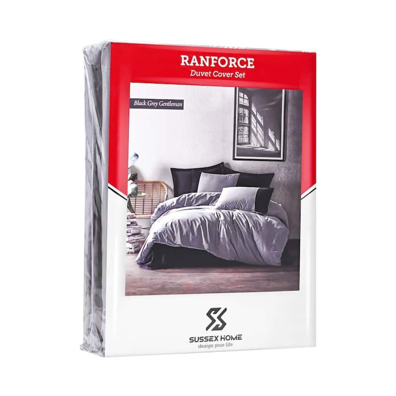 SUSSEXHOME Black Gray Full Size Duvet Cover Set, Hypoallergenic