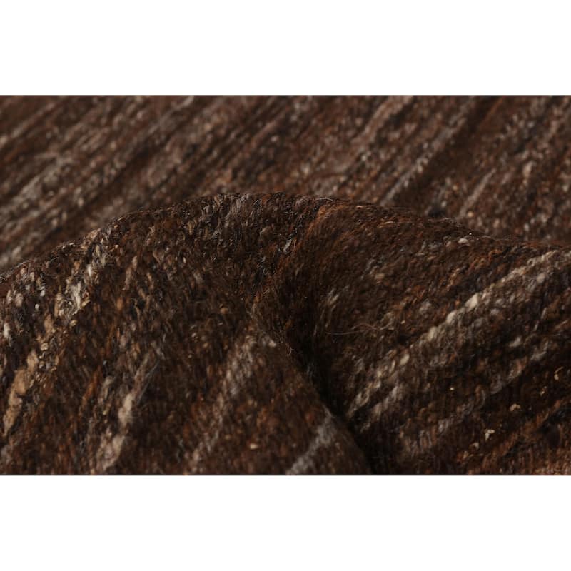 ECARPETGALLERY Flat-Weave Natural Brown Wool Kilim - 9'7 x 9'10