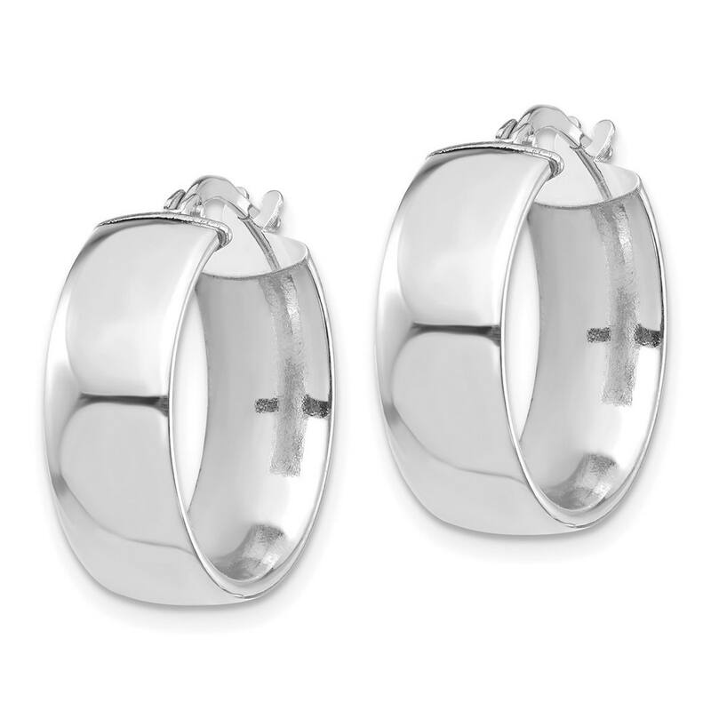 Curata 14k White Gold High Polished Hoop Earrings - 20.46x19mm