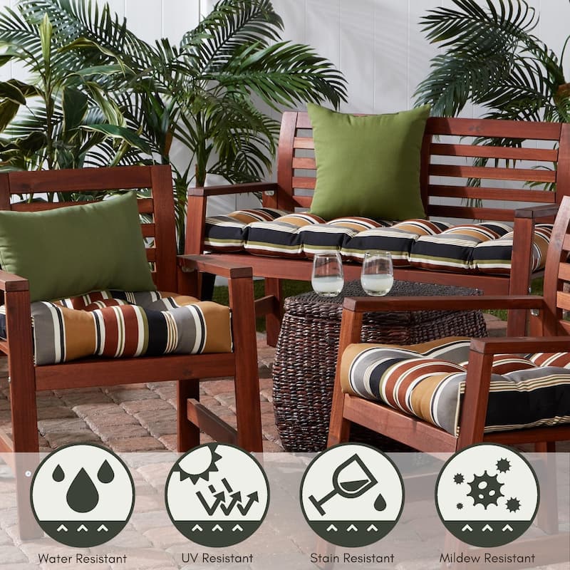 Brick Stripe 20-inch Outdoor Dining Seat Cushion (Set of 2)