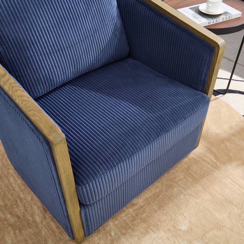 Corduroy Barrel Chair, Comfortable Living Room Accent Sofa Chair, 360 Degree Swivel Side Club Chair Leisure Arm Chair