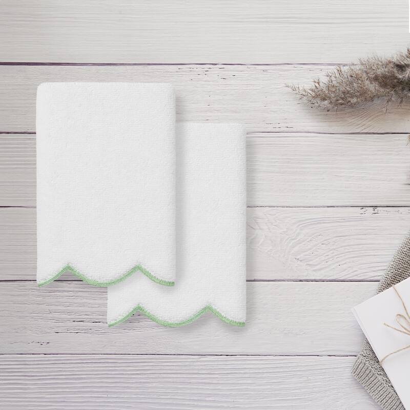 Authentic Hotel and Spa 100% Turkish Cotton ADORNIA Scallop Fingertip Towel Set