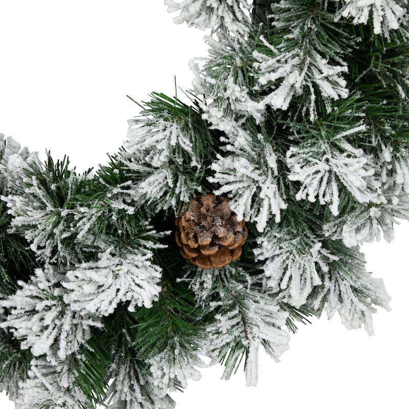 24" Snowy Flocked Angel Pine Pine Cones Artificial Christmas Wreath